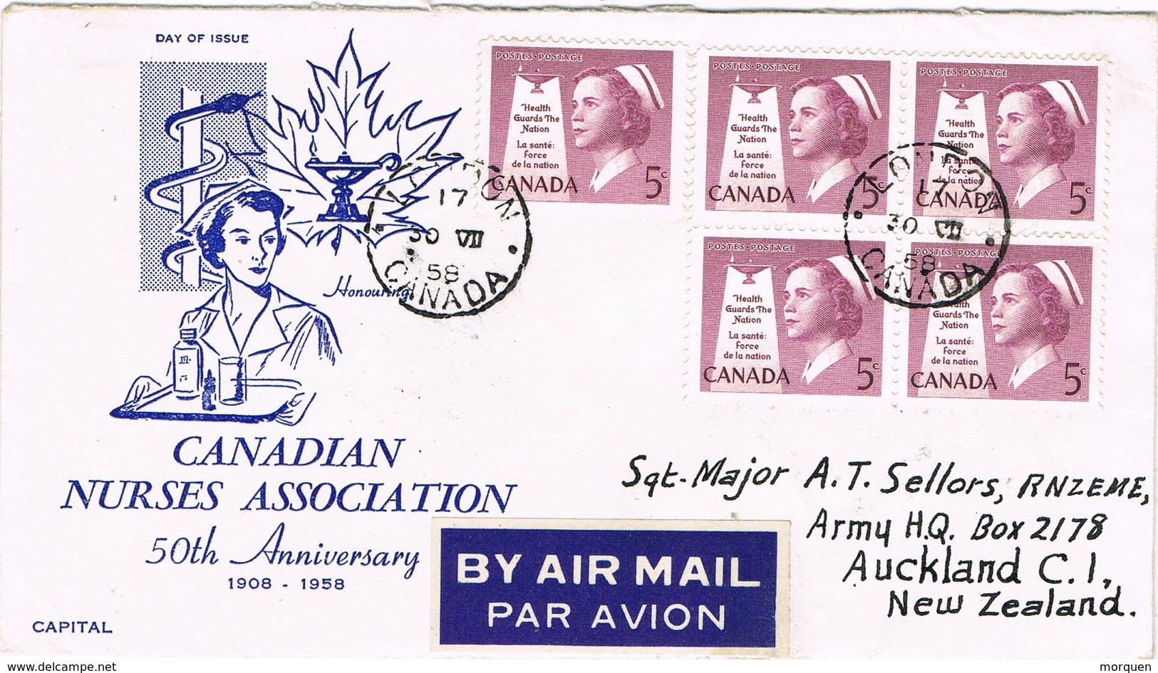 33081. Carta Aerea LONDON (Ontario) Canada 1959 To New Zealand. Nurses Association - Cartas & Documentos