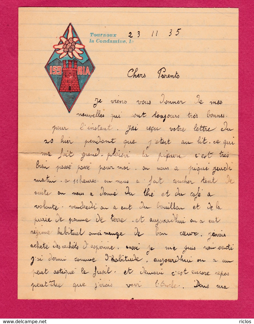 MILITARIA -04 - TOURNOUX-LA CONDAMINE - 159 RIA - Lettre D'un Militaire ROSTAN AIME- - 1939-45