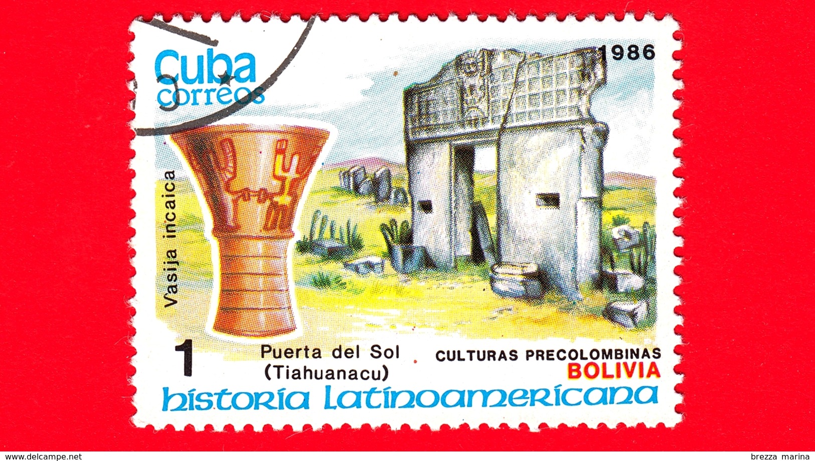 CUBA - Nuovo Obl. - 1986 - Storia Latino Americana - Cultura Precolombiana - Bolivia, Vaso Inca E Porta Del Sole, Tiahua - Nuovi