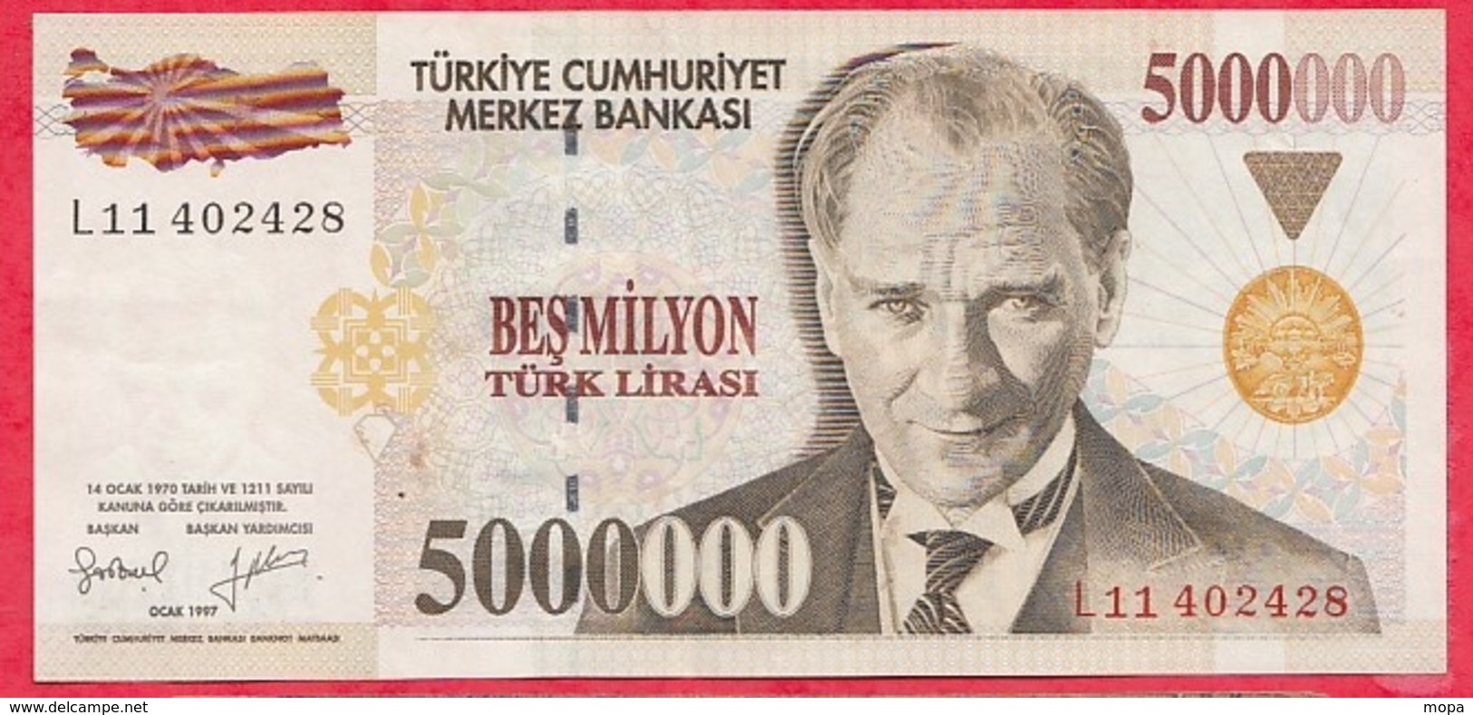 Turquie 5000000 Lirasi 1997 Dans L 'état (7) - Turquie