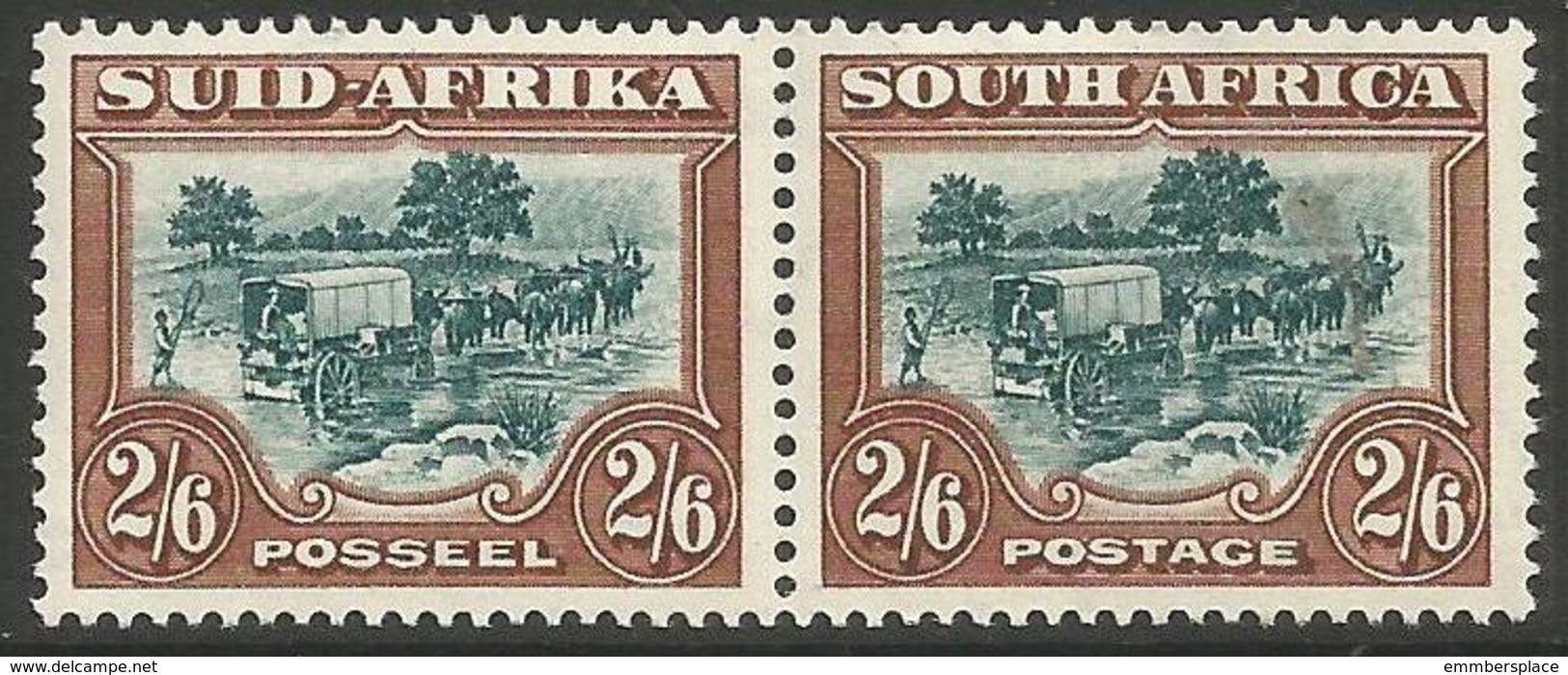 South Africa - 1947 Trekking 2/6d Bilingual Pair  MNH **    SG 121  Sc 63 - Unused Stamps