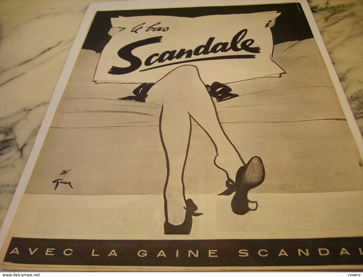 ANCIENNE  PUBLICITE LE BAS  SCANDALE 1952 - Autres & Non Classés