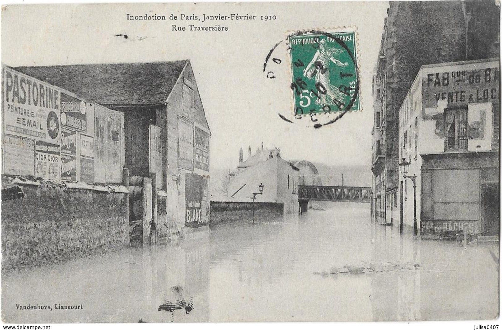 PARIS (XII) Inondations 1910 Rue Traversière - La Crecida Del Sena De 1910
