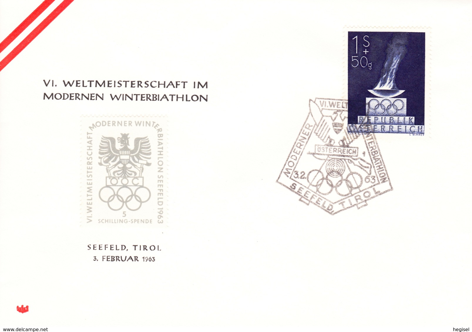 1948/63, Österreich, "Olympische Spiele 1948", SST 03.02.1963 - Moderner Winterbiathlon Seefeld, Tirol - Lettres & Documents