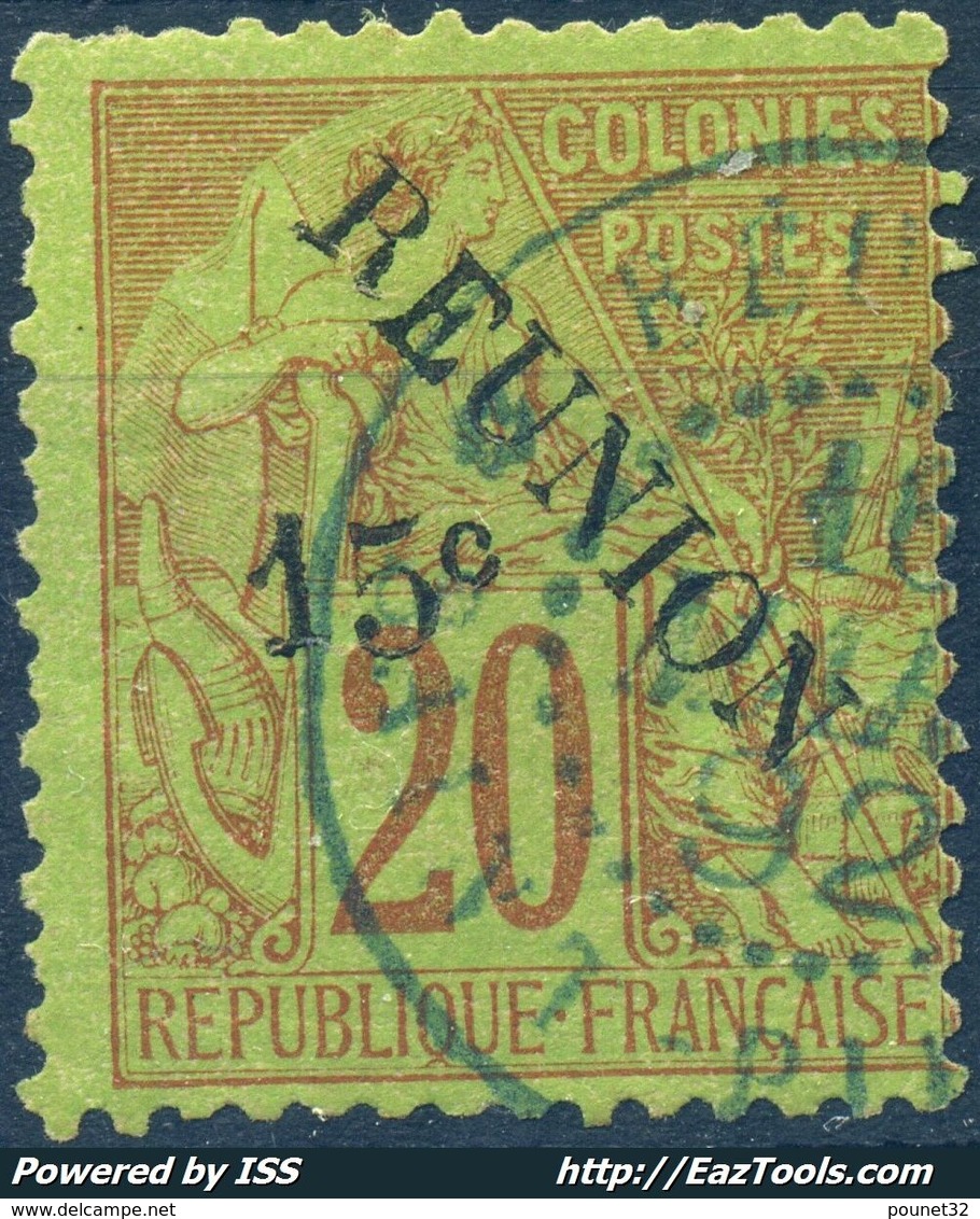 REUNION ALPHEE DUBOIS SURCHARGE 15c N° 30 AVEC CACHET BLEU DE ST PIERRE DU 16 MARS 92 - Gebruikt