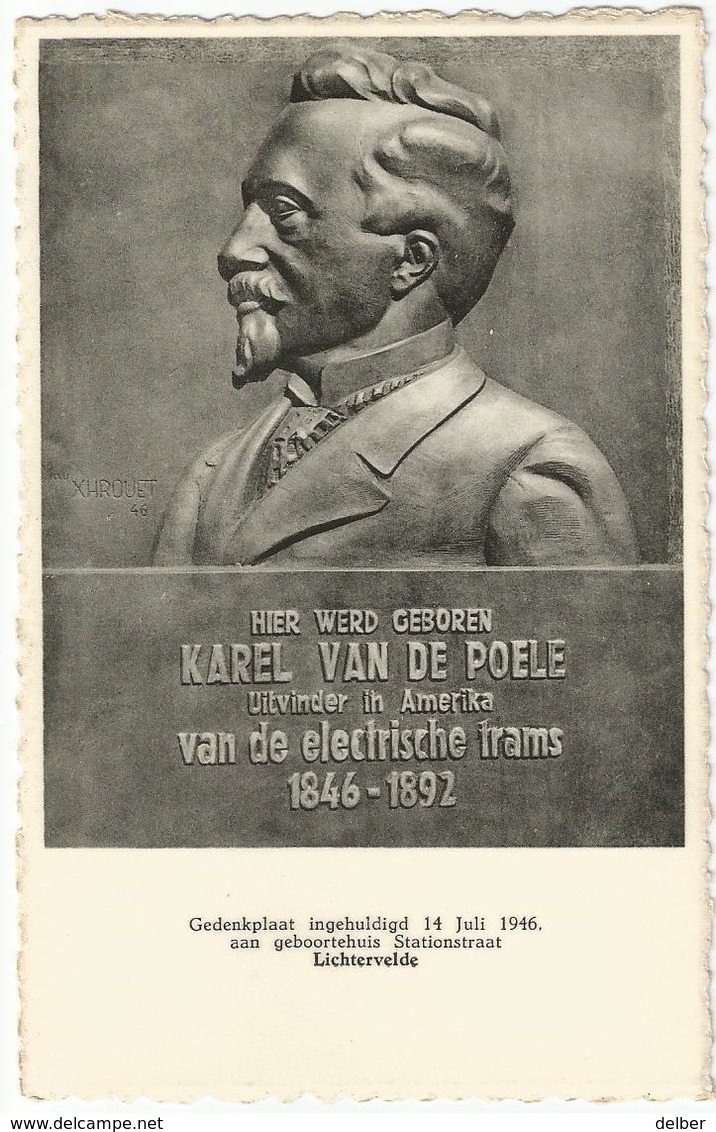 9Dp-801: Gedenkplaat Karel Van De Poele Uitvinder Van De Electrische Trams.... - Lichtervelde