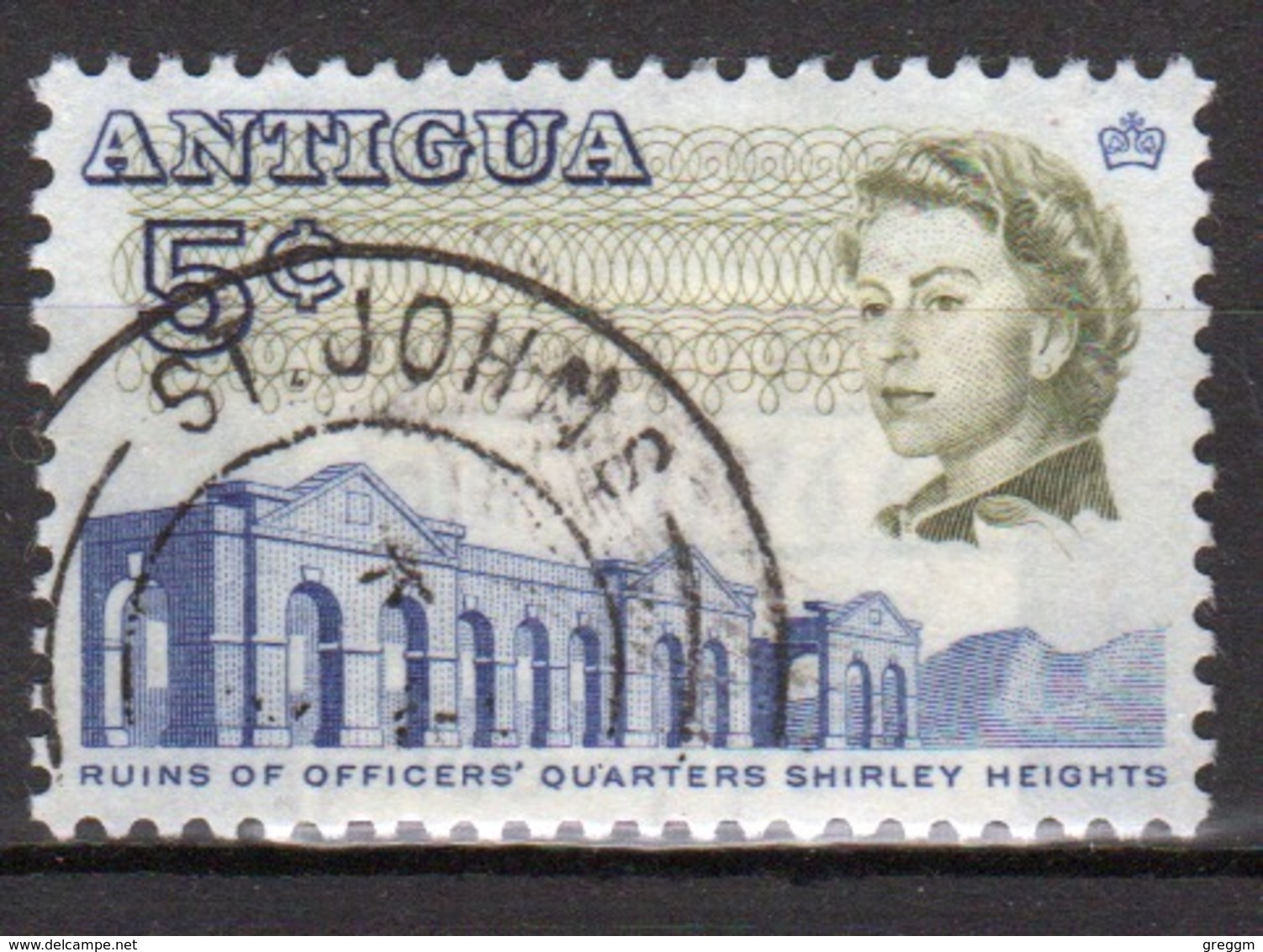 Antigua Single 5 Cent Single Stamp From The 1966 Island Views And Buildings Definitive Issue. - 1960-1981 Autonomie Interne