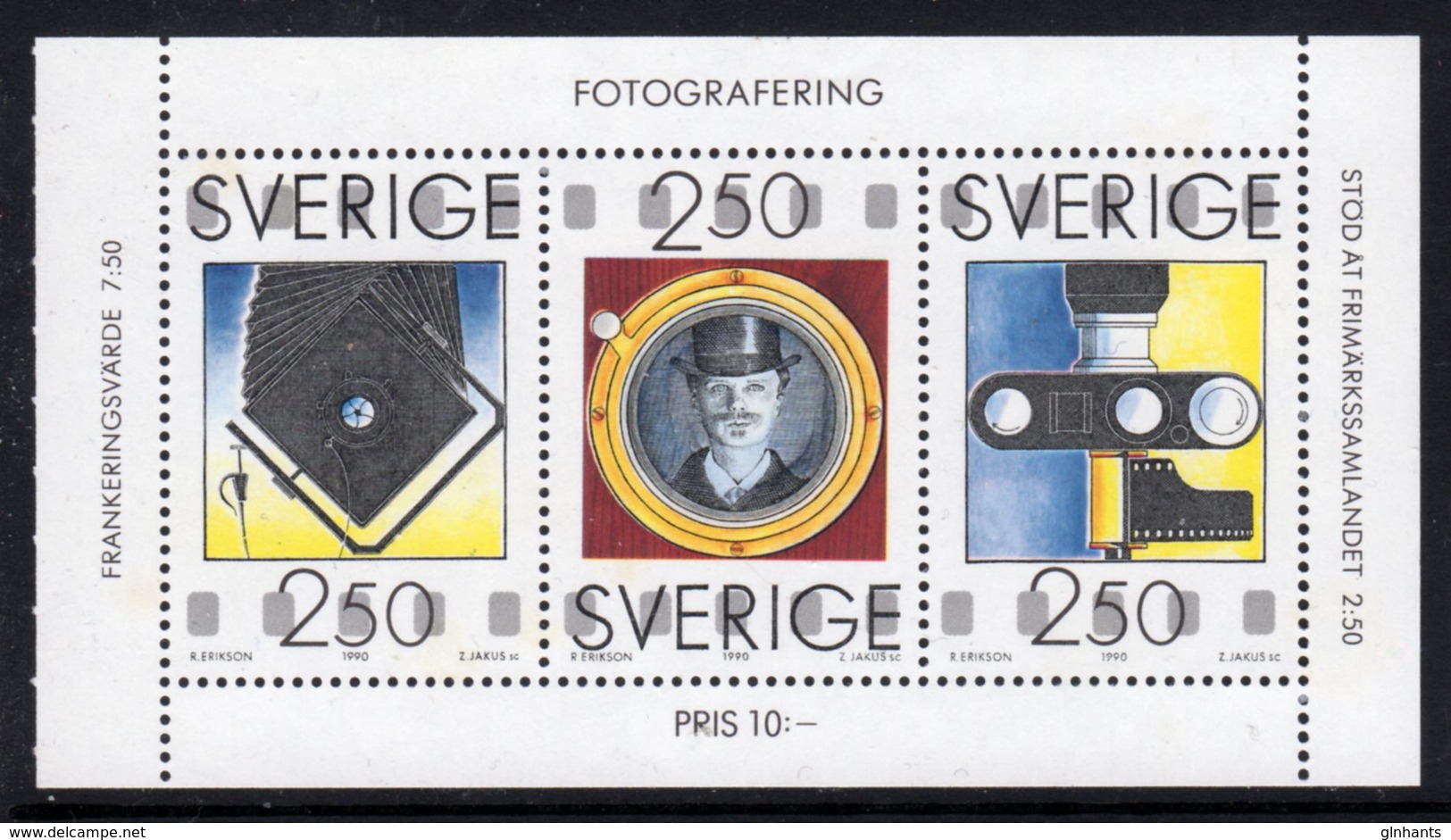 SWEDEN - 1990 PHOTOGRAPY BOOKLET PANE (3V) FINE MNH ** SG 1534-1536 - Unused Stamps