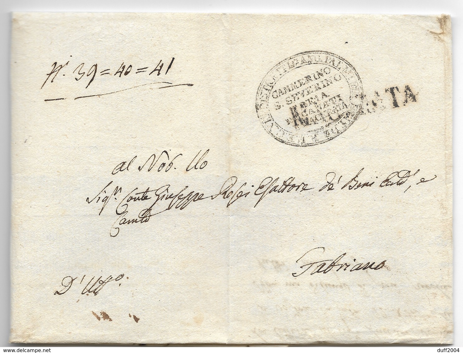 DA MACERATA A FABRIANO - 30.7.1836 - PORTO PAGATO PER 28 BAJ. - 1. ...-1850 Prephilately