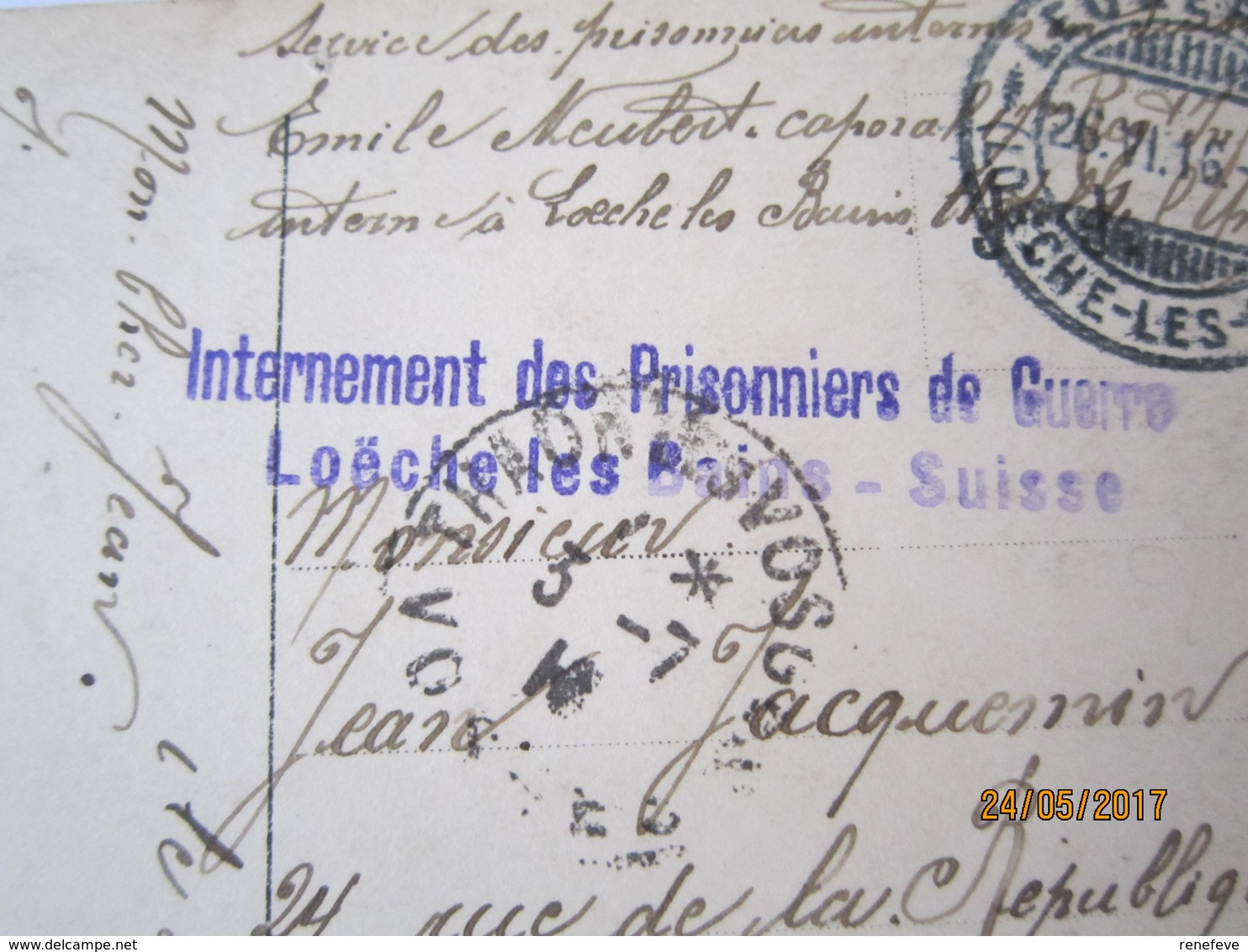 Cachet Internement Des Prisonniers De Guerre Loeche Les Bains  19 Meg - Marcofilia