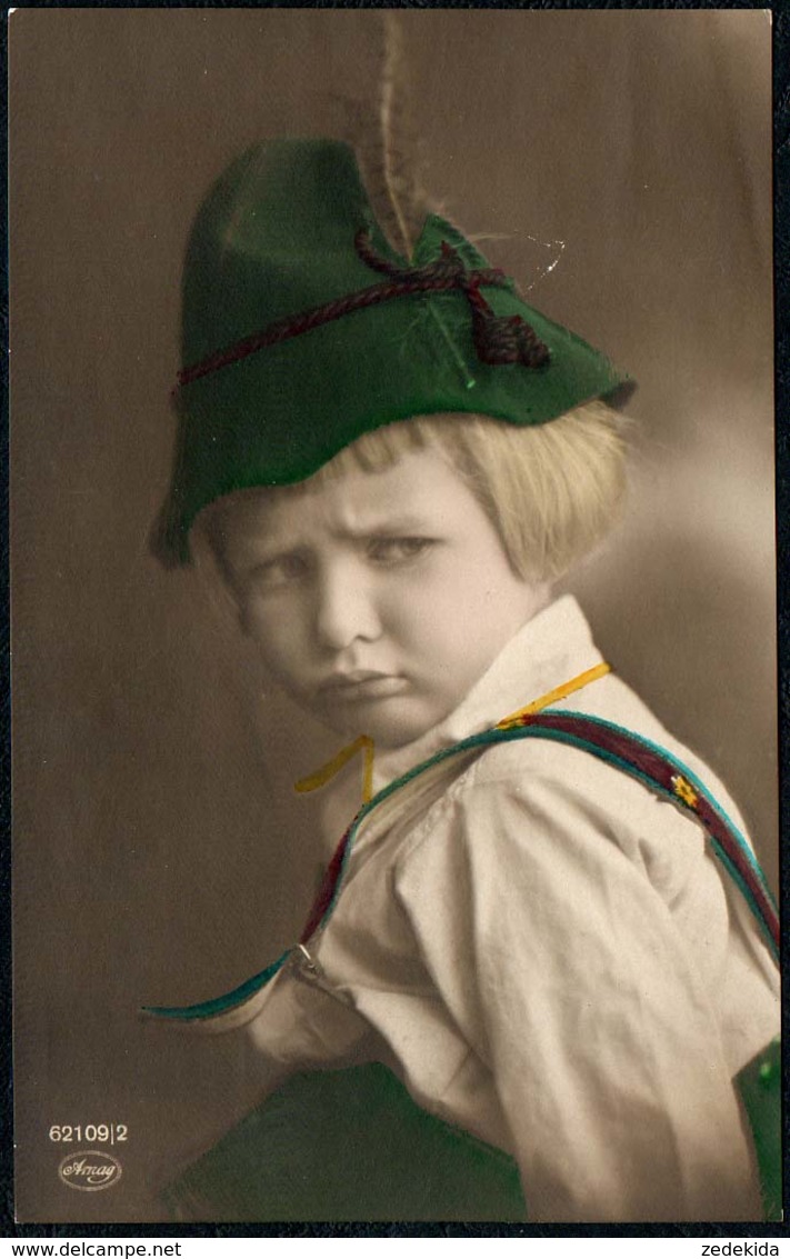 B5571 - Porträt Hübscher Kleiner Junge Mit Hut Mütze - Pretty Young Boy - Mode Vintage Coloriert - Fotografie