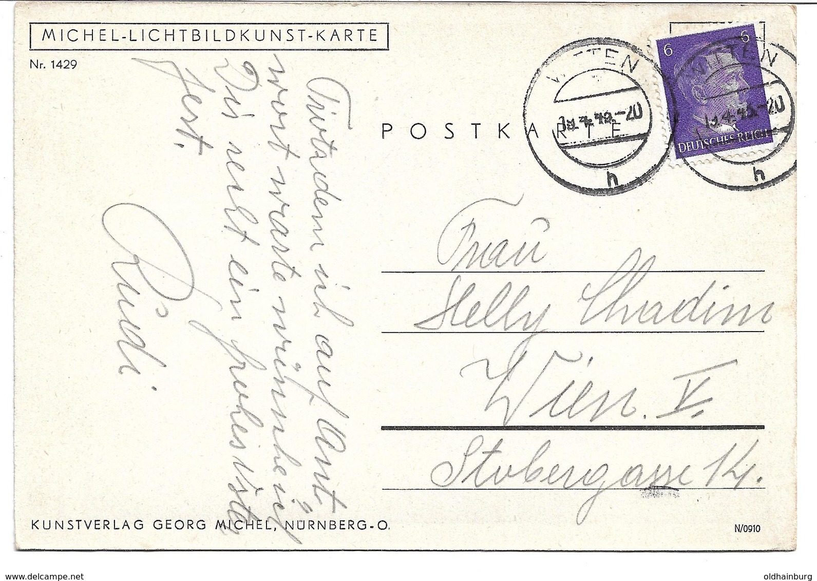 3088f: Künstlerkarte "Bergweltfrieden" Von Walter Sperlich, Gelaufen Im III. Reich - 1900-1949