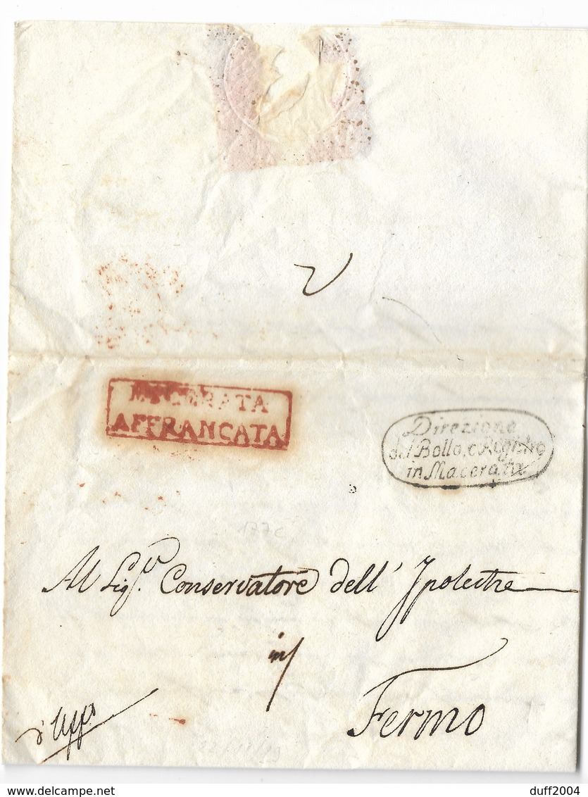 DA MACERATA A FERMO - 22.11.1839 - PORTO FRANCO. - 1. ...-1850 Prephilately