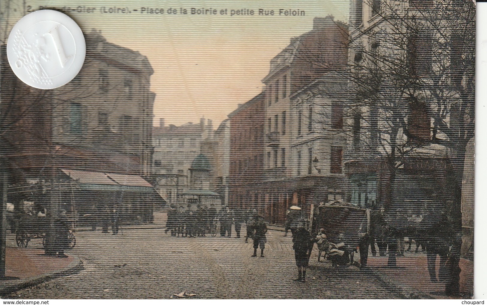 42 - Très Belle Carte Postale Ancienne De  RIVE  DE GIER  Place De La Boirie Et Petite Rue Felpin - Rive De Gier