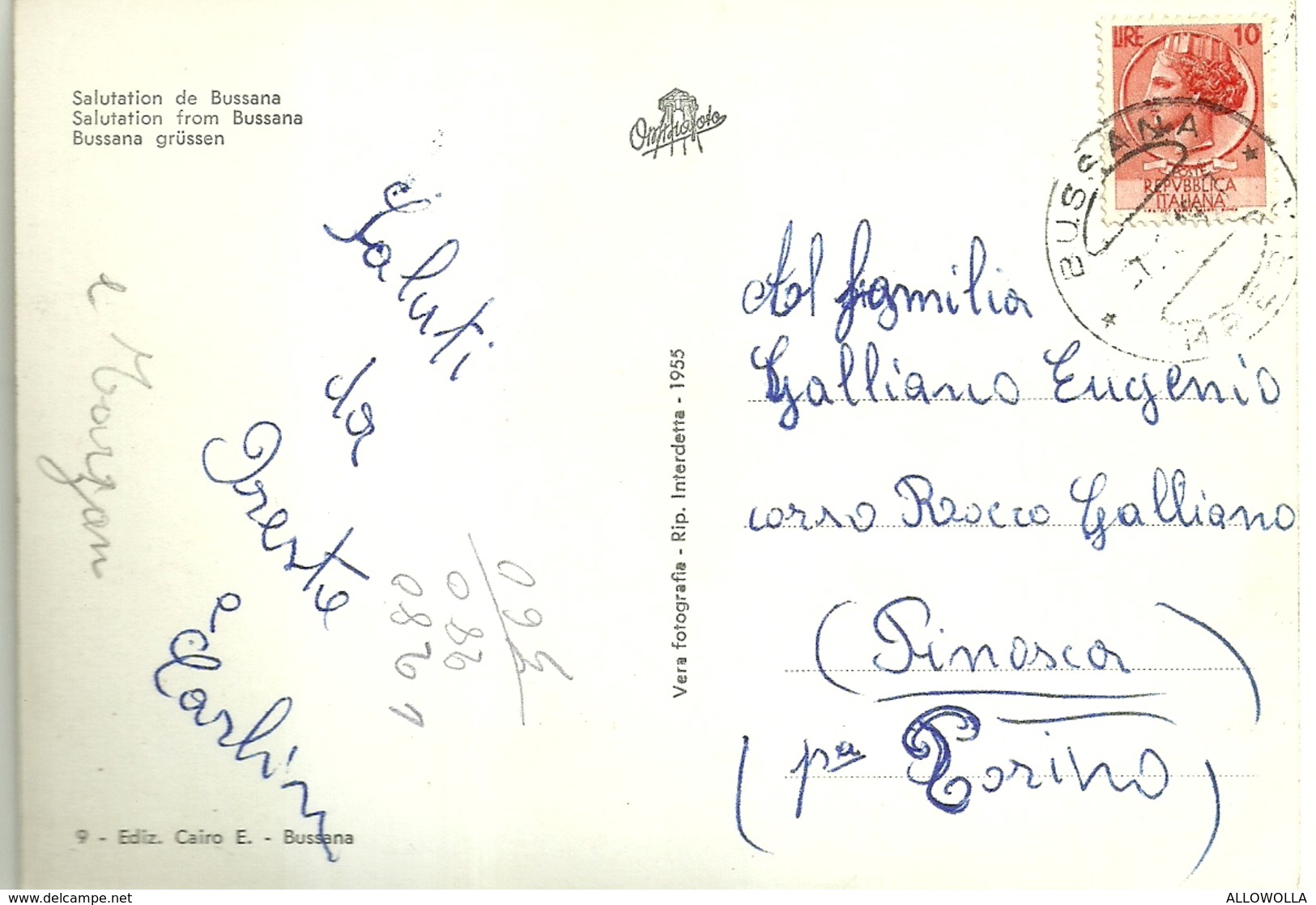 4168 "SALUTI DA BUSSANA" 4 VEDUTE- CARTOLINA POST. ORIG. SPEDITA - Saluti Da.../ Gruss Aus...