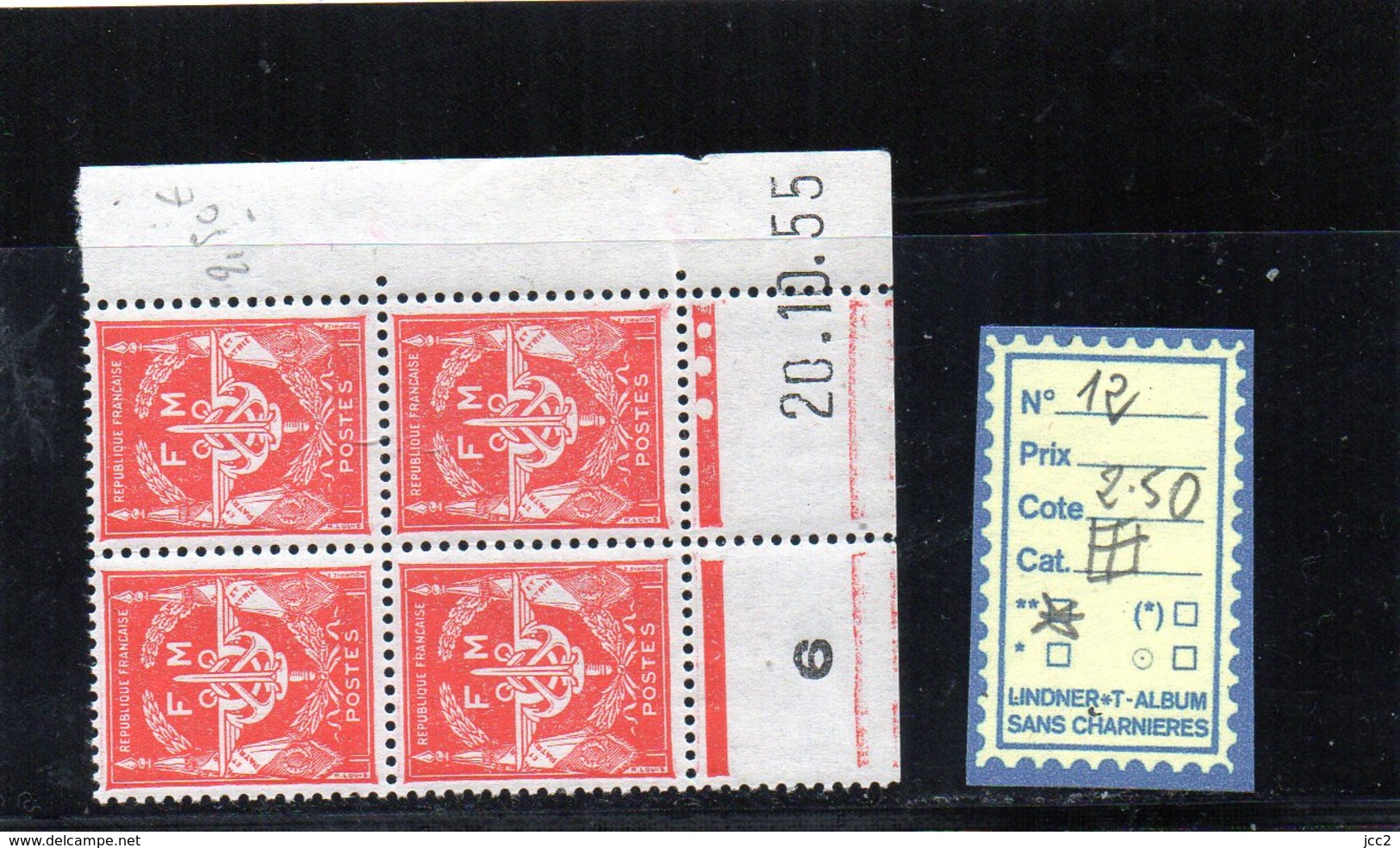 FM. N°12** Bloc De 4 Coin Daté - Timbres De Franchise Militaire