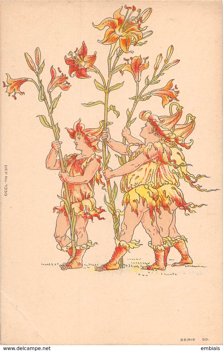 Illustrateur PARADE FLORALE -Créature Fantastique- Fleurs Humanisées- Nains - LIS - DEP N° 1350  Serie 53 - 1900-1949