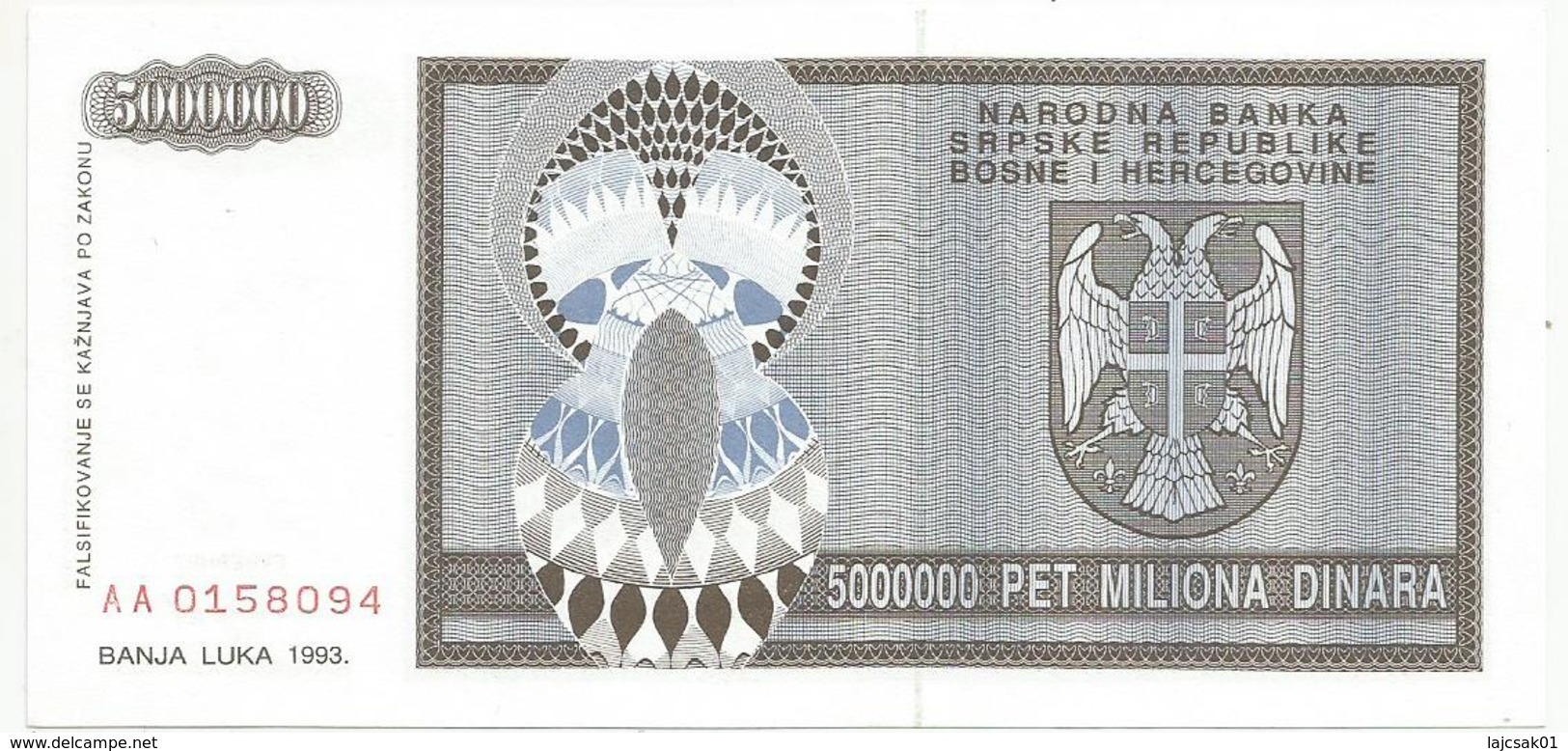 Bosnia And Herzegovina 5.000.000 Dinara 1993. P-143 - Bosnia Erzegovina