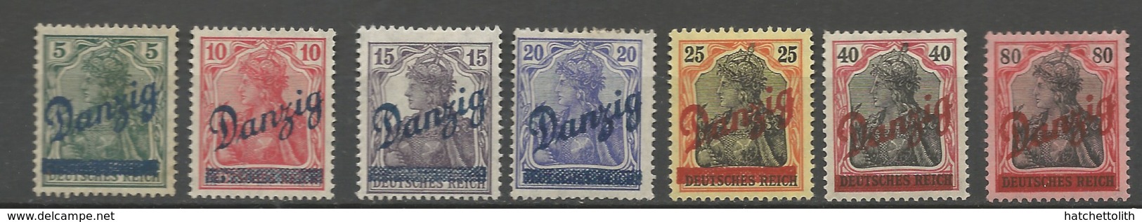 Danzig 1920  Mi.Nr.: 21.25, 36,38,40  Germania Overprints 5-80 Pfg Set Mint Hinged X - Other & Unclassified