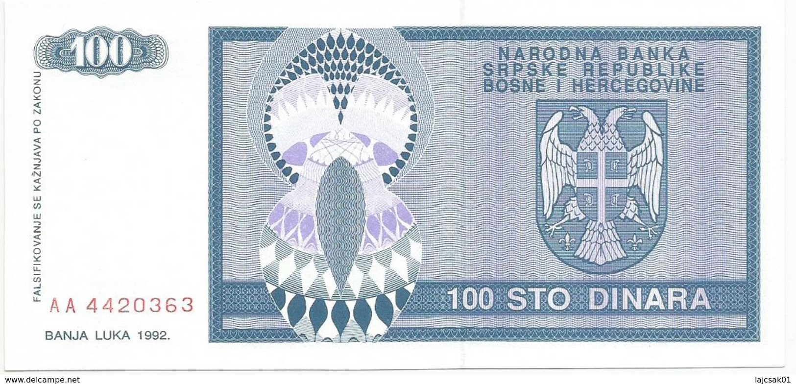 Bosnia And Herzegovina 100 Dinara 1992. UNC P-135 - Bosnia Erzegovina