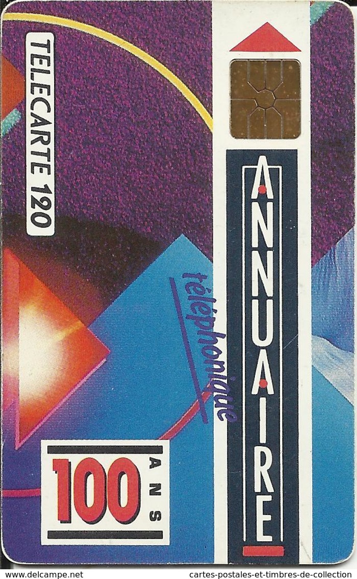 Télécarte 120 U , Du 02/90 , " Centenaire De L' Annuaire 100 Ans " Puce: GEM1A , N° F 0112 , N° Controle 44302B - 1990