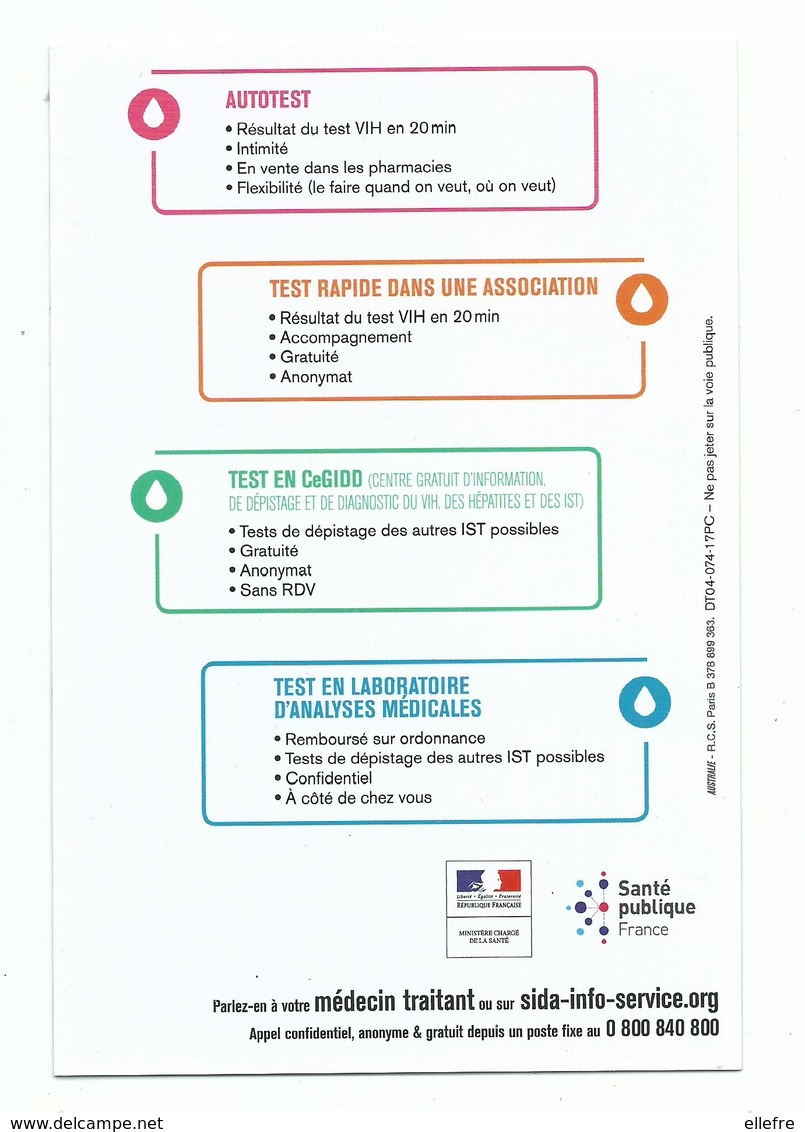 CPM Prevention Santé - Les Modes De Dépistage Du SIDA S'adaptent à Votre Vie - Carte Ministère De La Santé - Santé