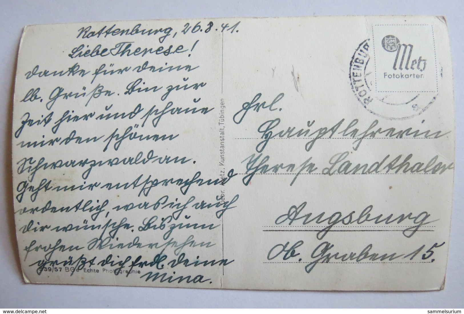 (11/2/46) Postkarte/AK "Rottenburg A.N." Teilansicht Um 1940 - Rottenburg