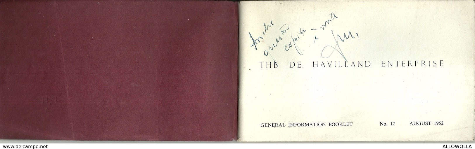 4181 " THE DE HAVILLAND ENTERPRISE-GENERAL INFORMATION BOOKLET N° 12 -AUGUST 1952"ORIGINAL-98 PAGES-DIM.:Cm 8,5 X 14,5 - Verkehr