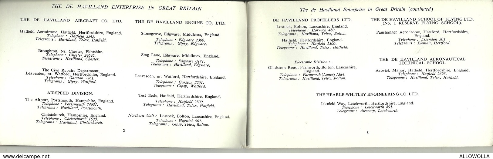 4181 " THE DE HAVILLAND ENTERPRISE-GENERAL INFORMATION BOOKLET N° 12 -AUGUST 1952"ORIGINAL-98 PAGES-DIM.:Cm 8,5 X 14,5 - Transport