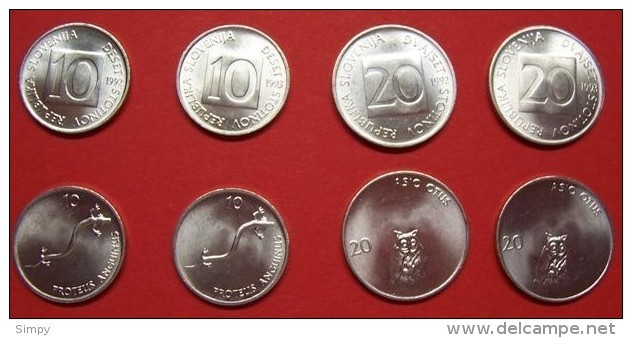 SLOVENIA   - 10 & 20 Stotinov 1992, 1993 UNC - Slovenië