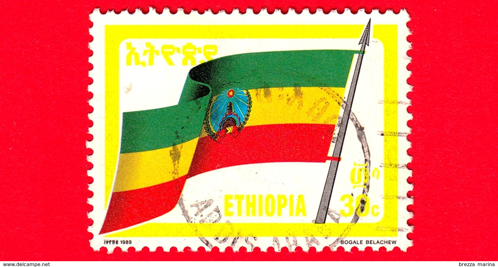 ETIOPIA - Usato - 1989 - BANDIERA - FLAG - Nationalflagge - 30 C - Etiopia