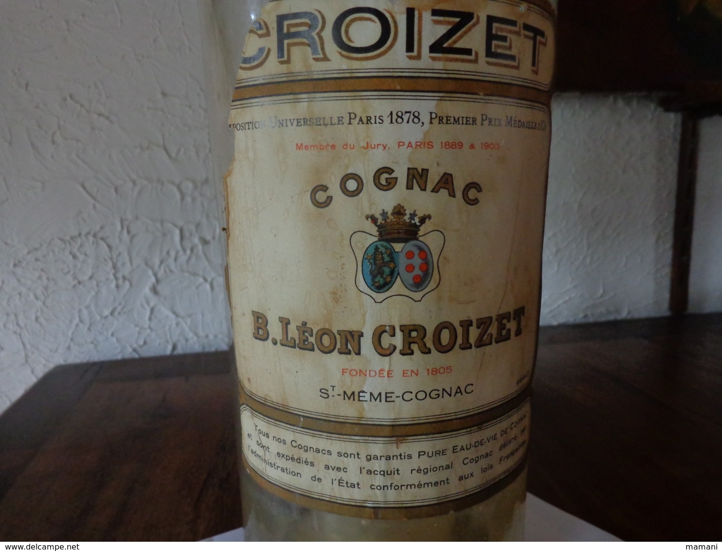 lot de 2 bouteilles - vide -mathusalem (+5 kg vide) et cognac leon croizet