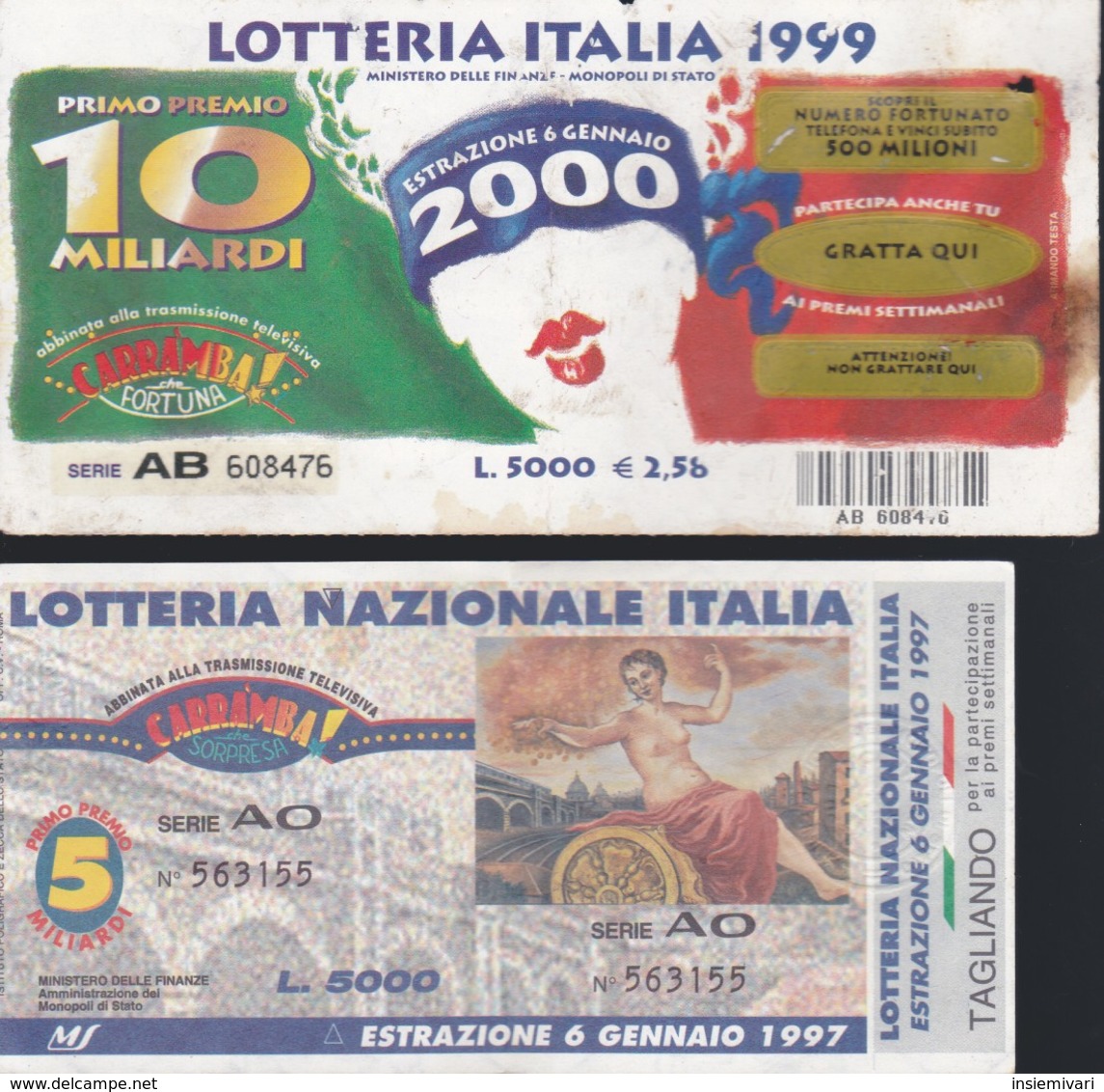 BIGLIETTO LOTTERIA ITALIA 1996. - Biglietti Della Lotteria