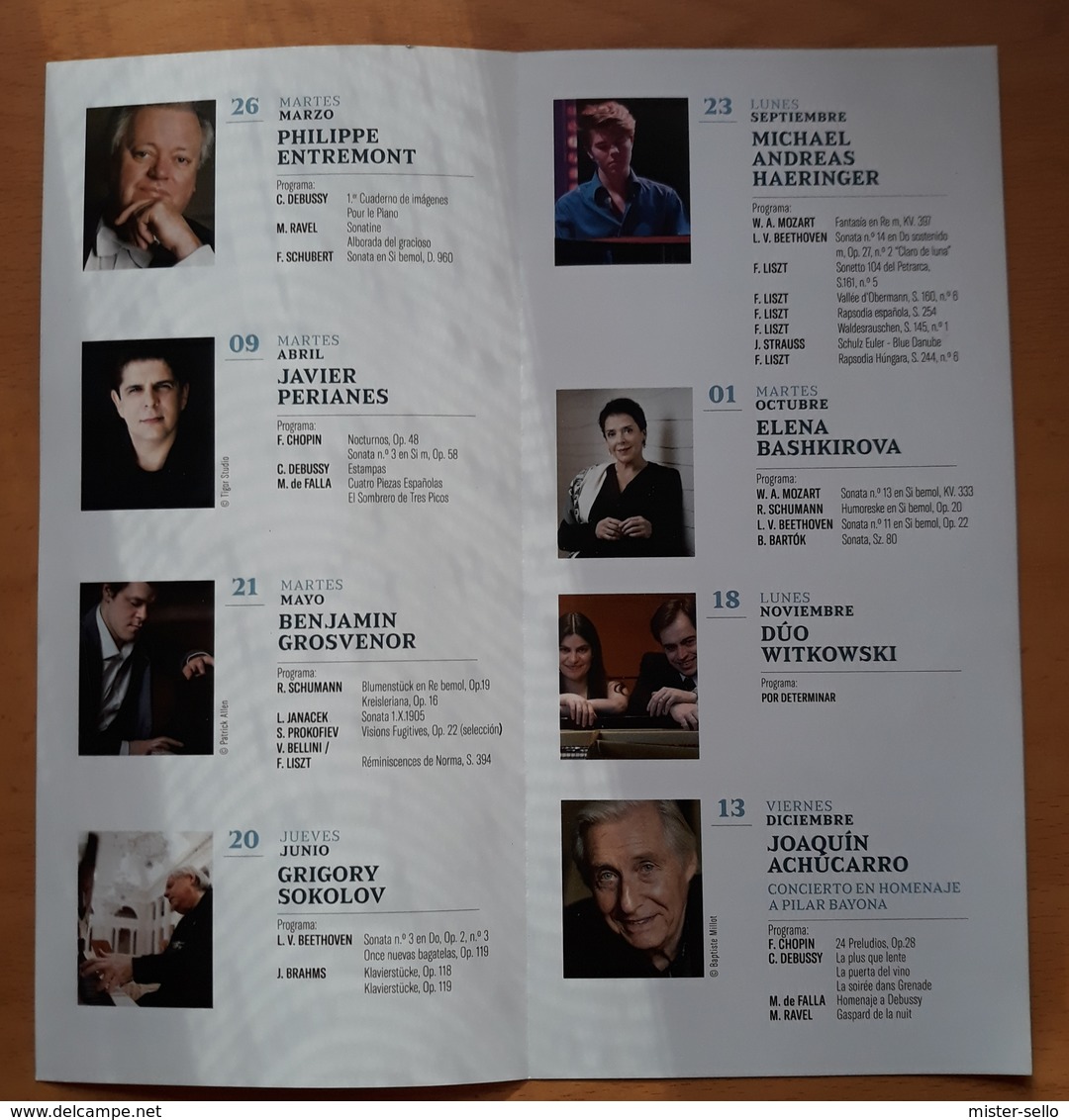 PROGRAMA GRANDES SOLISTAS PILAR BAYONA. SALA MOZART - AUDITORIO DE ZARAGOZA - ESPAÑA. - Programas