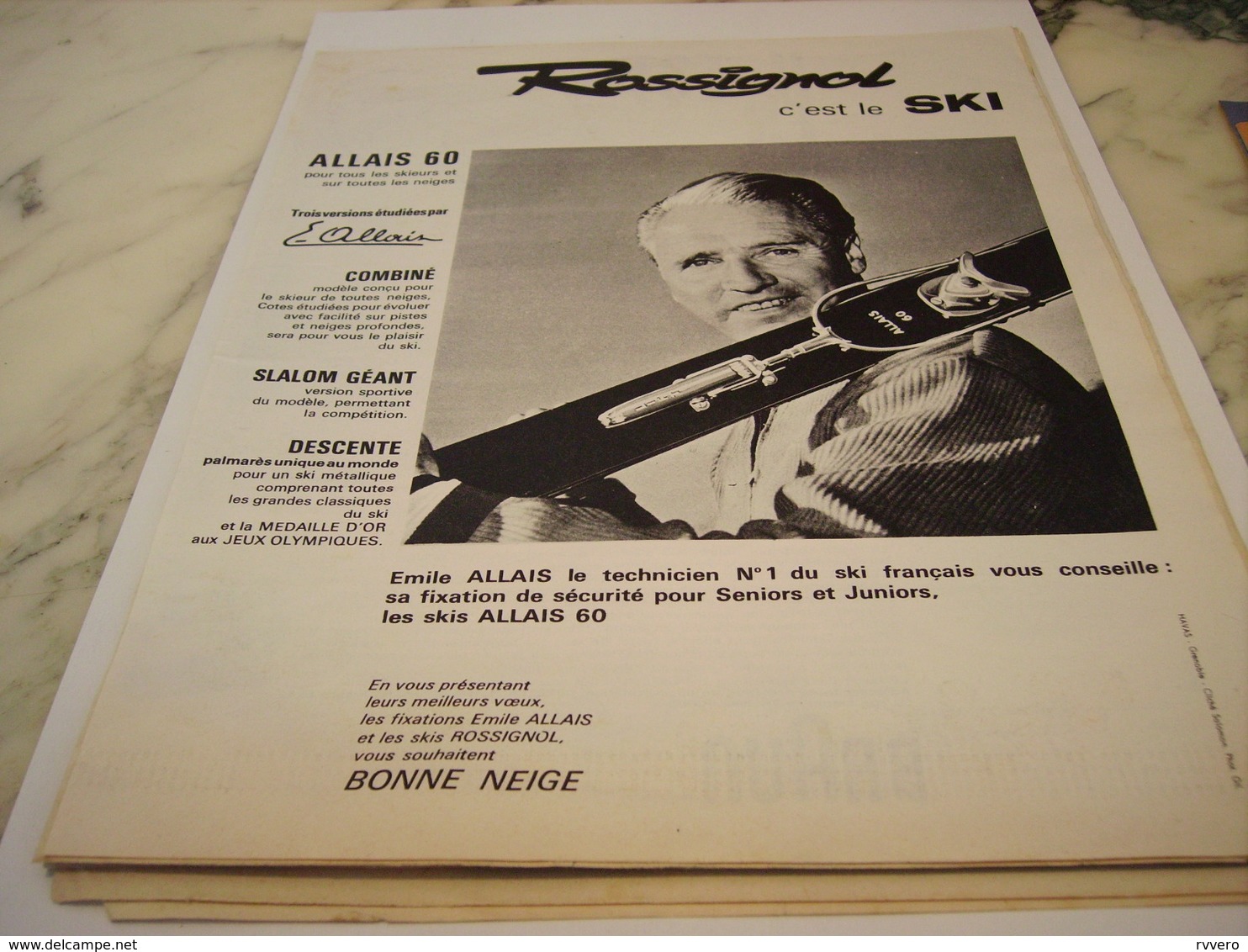 ANCIENNE PUBLICITE EMILE ALLAIS ET ROSSIGNOL C EST LE SKI 1962 - Sport Invernali