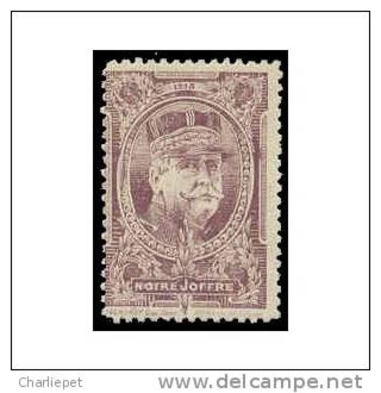 France WWI General Joffre - In Brown Vignette  Military Heritage Poster Stamp - Military Heritage