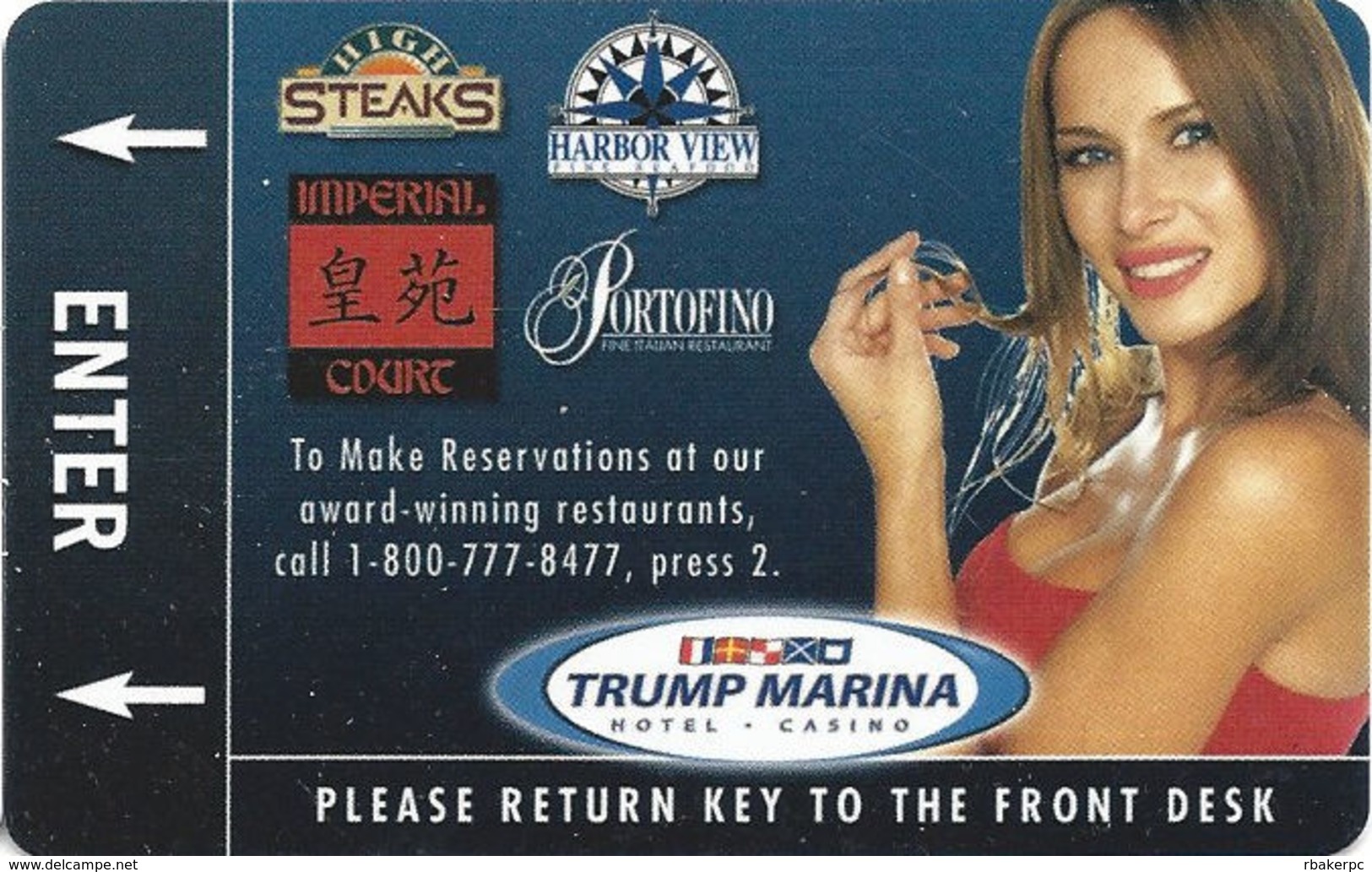 Trump Marina Casino - Atlantic City NJ - Hotel Room Key Card - Inovative Manufacturer Mark - Hotel Keycards