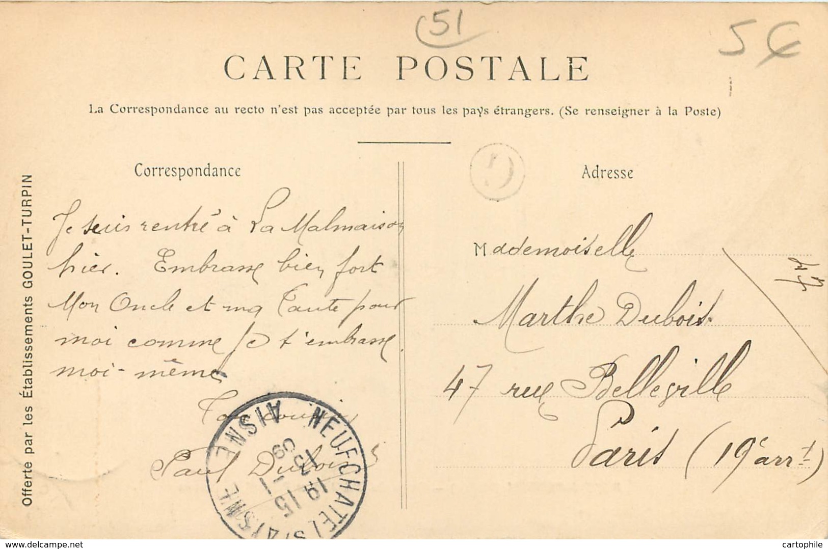 51 - PORT A BINSON - Route De Chatillon En 1909 - Other & Unclassified