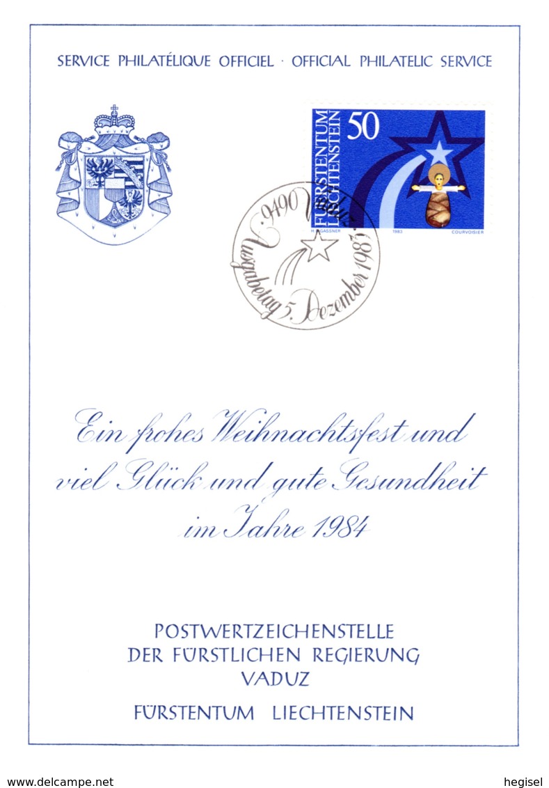 1983, Liechtenstein, Weihnachts - Und Neujahrswünsche Der Postwertzeichenstelle Der Fürstlichen Regierung Vaduz, FDC - Weihnachten