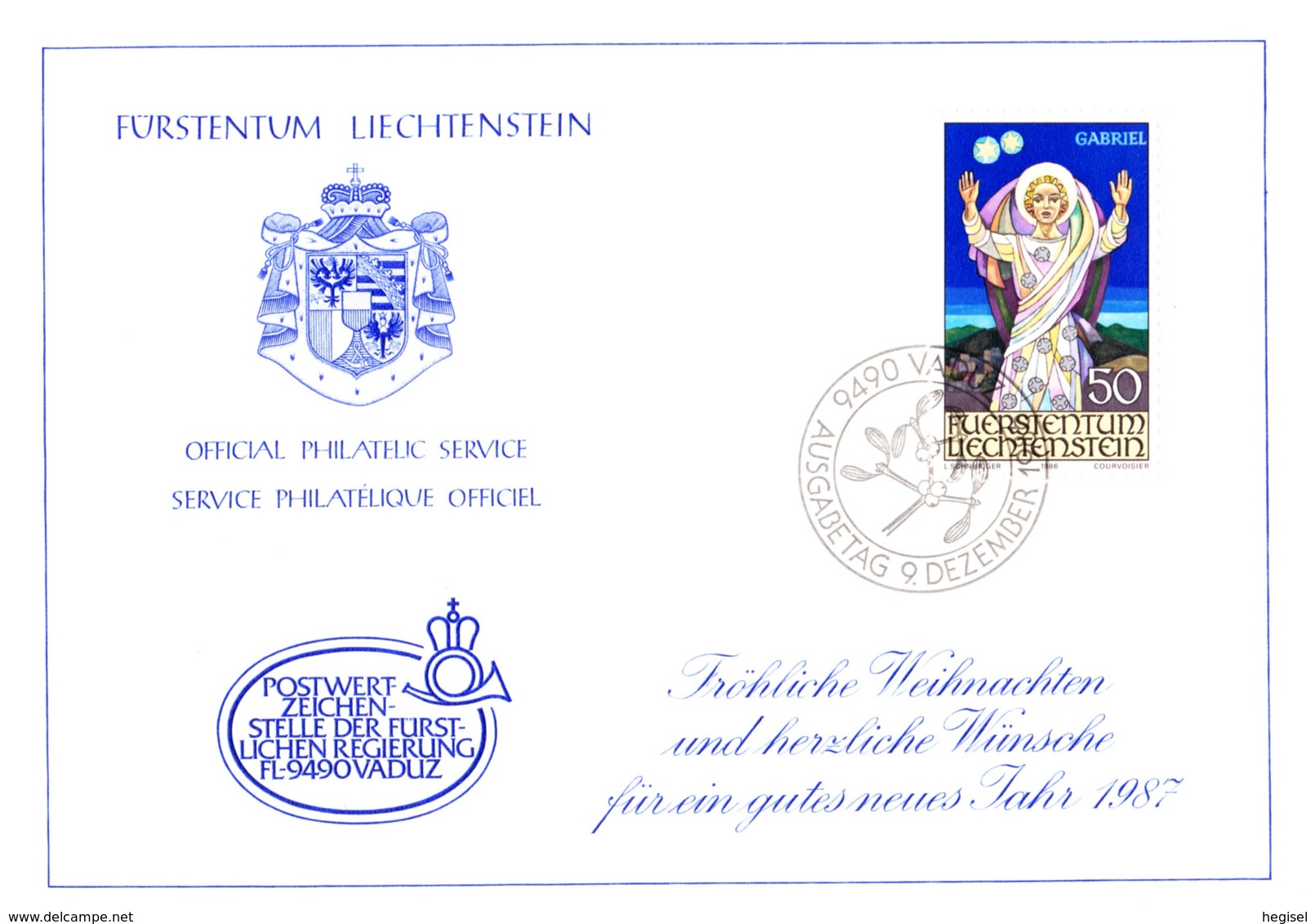 1986, Liechtenstein, Weihnachts - Und Neujahrswünsche Der Postwertzeichenstelle Der Fürstlichen Regierung Vaduz, FDC - Weihnachten