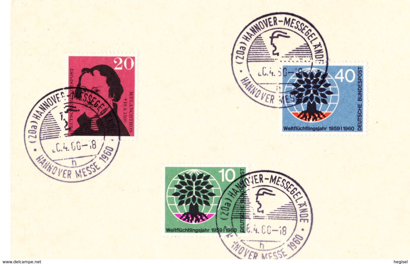 1960, Deutschland, "Weltflüchtlingsjahr 1959/60", SST. Hannover Messe 1960 - Maschinenstempel (EMA)