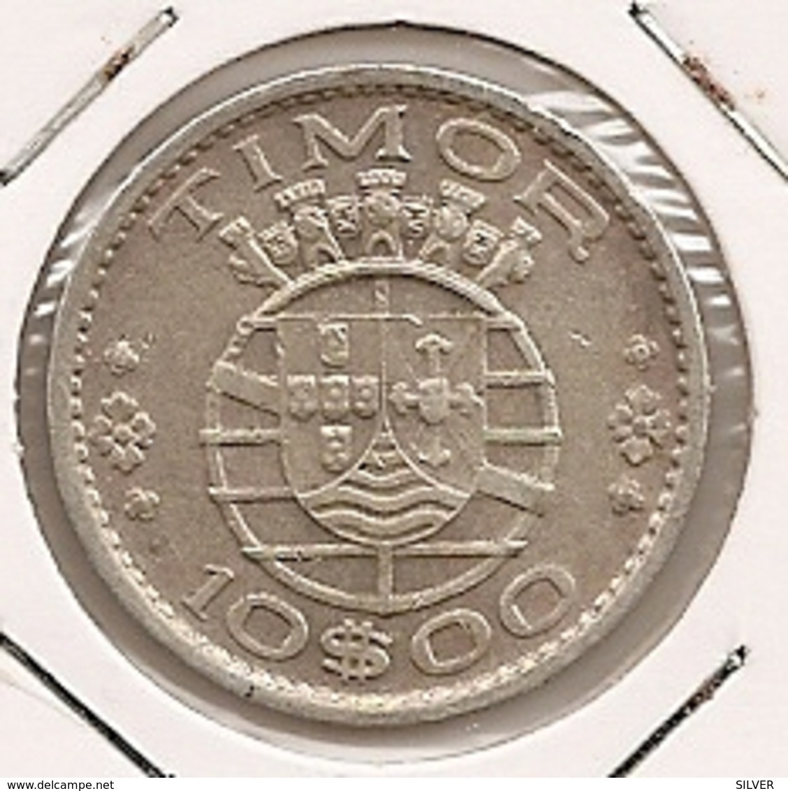 TIMOR 10$ ESCUDOS1964 SILVER DIFICILLE - Timor
