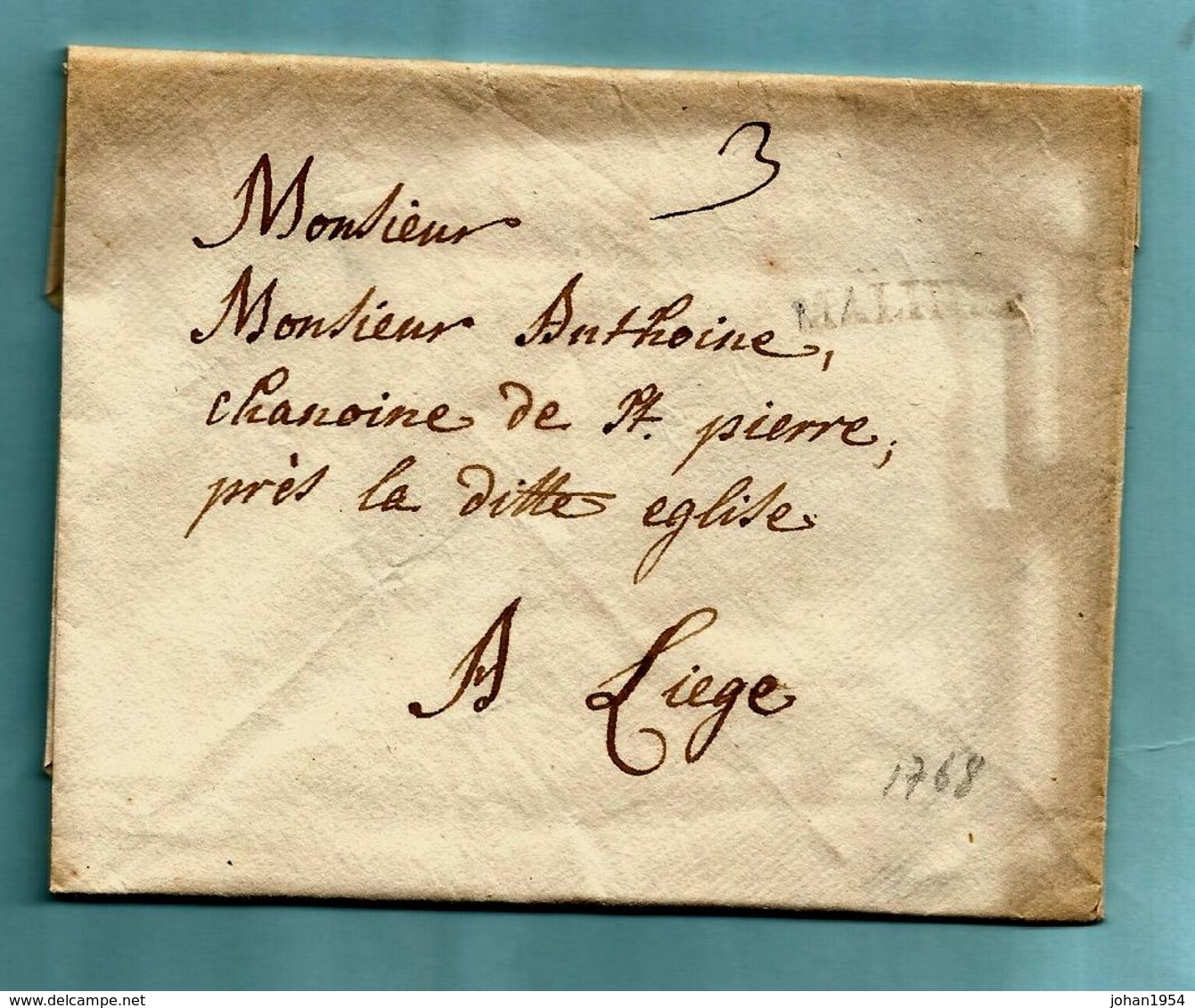 Brief Met Inhoud 06/07/1768, Griffe MALINES (26x4 Mm - Herlant 11) - 1714-1794 (Paises Bajos Austriacos)