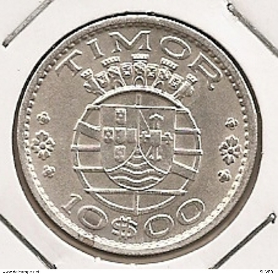 TIMOR 10$ ESCUDOS1964 SILVER DIFICILLE - Timor