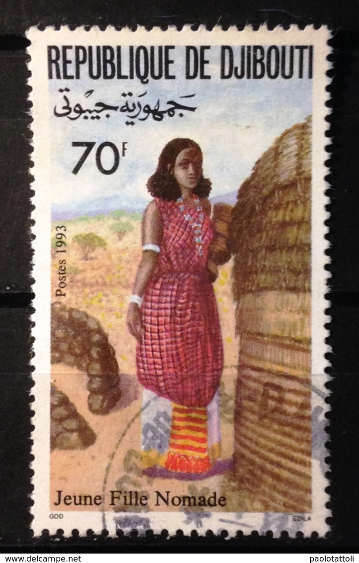 Djibouti, 1993- Jeune Fille Nomade. Used - Gibuti (1977-...)