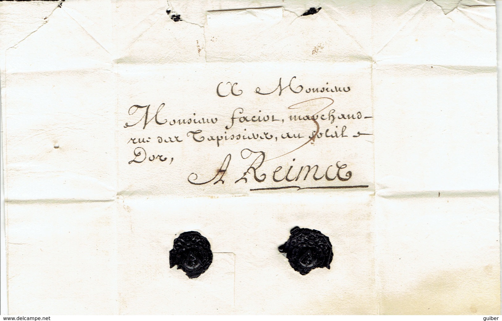 LAC Datée Du 15 Avril 1700 De Charleville D7 Vers Reims Port 3 Cachet De Fermeture Cire Noire Emblematique - ....-1700: Précurseurs