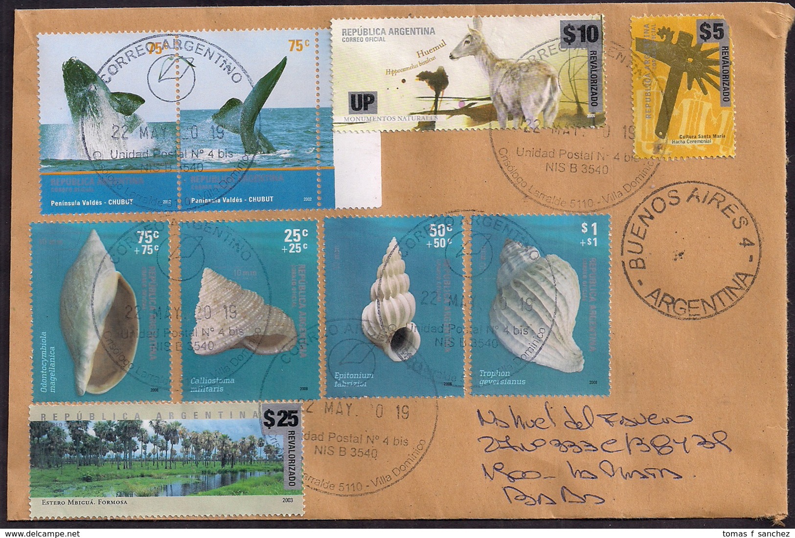 Argentina - 2017 - Baleines - Coquillages - Divers Timbres - Storia Postale