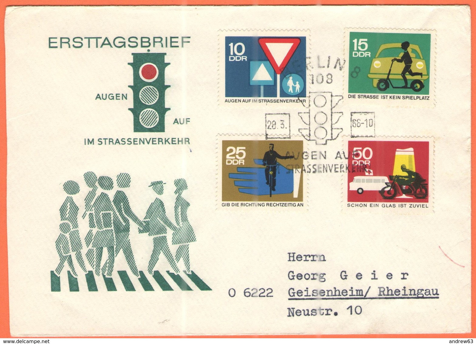 GERMANIA - GERMANY - Deutschland - ALLEMAGNE - DDR - 1966 - Augen Auf Im Strassenverkehr - FDC - Viaggiata Da Berlin Per - Altri & Non Classificati