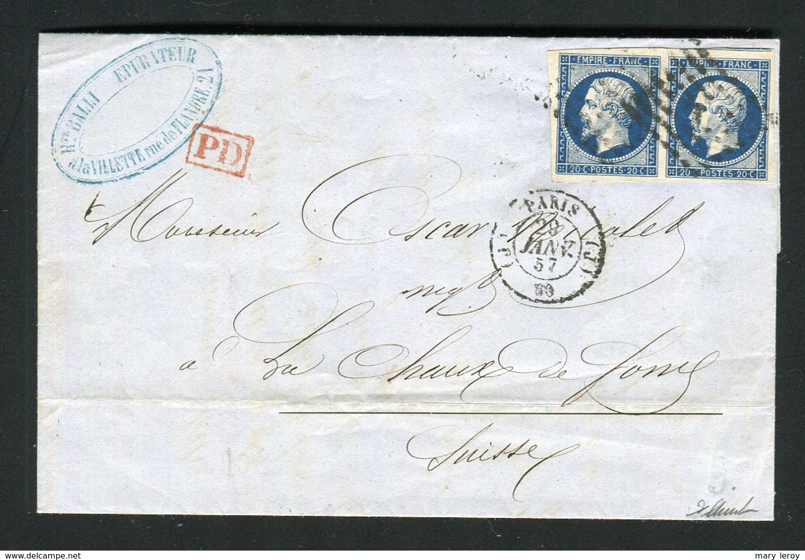 Superbe Lettre De Paris Pour La Chaux De Fonds ( Suisse 1857 ) - 1849-1876: Période Classique