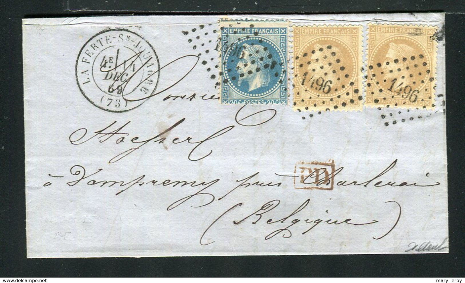 Superbe Lettre De La Ferté Sous Jouarré Pour Dampresny ( 1869 ) - Cachet PC Du GC 1496 - 1849-1876: Periodo Classico